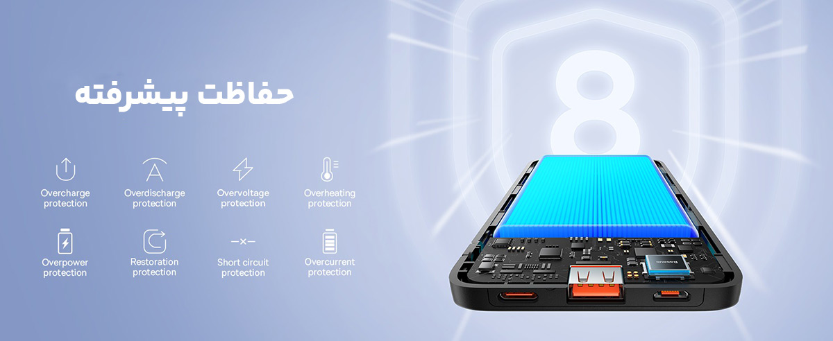 حفاظت پیشرفته پاوربانک بیسوس Airpow مدل PPAP10 ظرفیت 10000میلی‌آمپرساعت